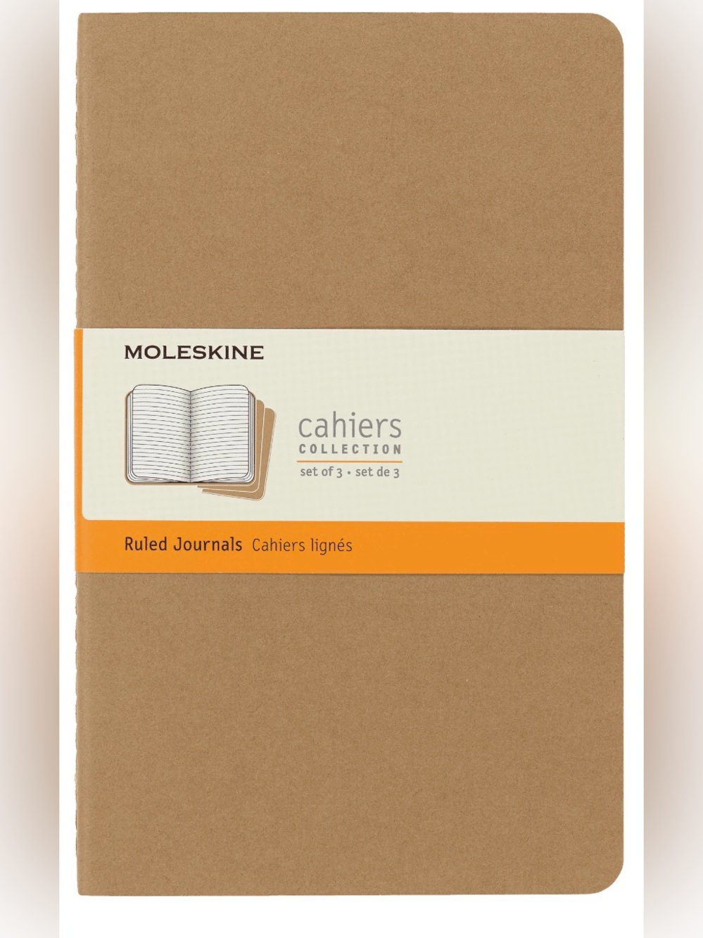 Moleskine Cahiers Ruled Journals - A Set of 3 Kraft Brown. New!